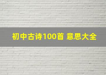 初中古诗100首 意思大全